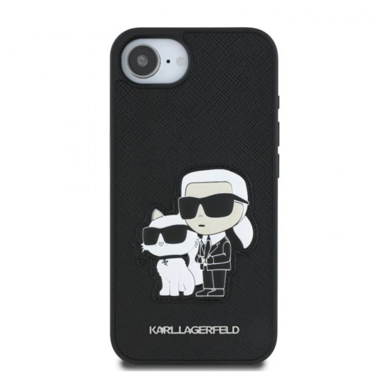 Оригинален кейс Karl Lagerfeld Saffiano Karl and Choupette, За iPhone 16e, Черен от Fonax.bg