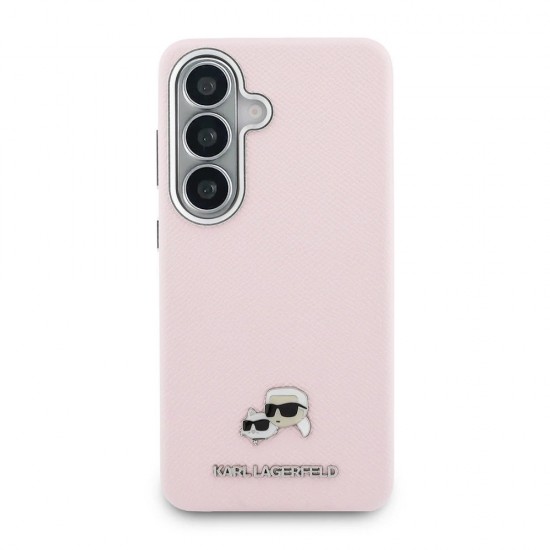 Оригинален кейс Karl Lagerfeld Saffiano KC Metal Logo MagSafe, За Samsung Galaxy S26, Розов
