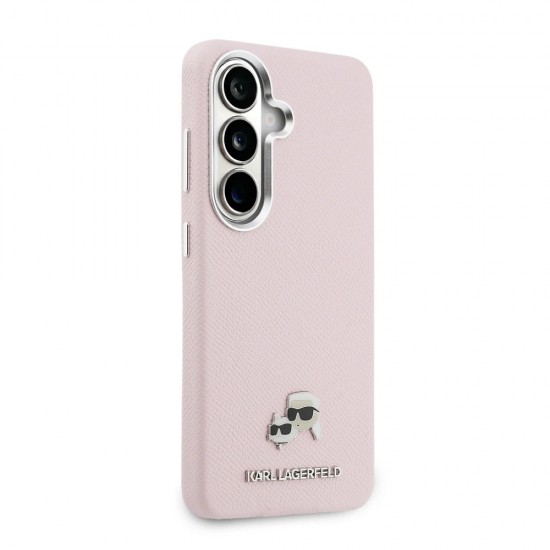Оригинален кейс Karl Lagerfeld Saffiano KC Metal Logo MagSafe, За Samsung Galaxy S26, Розов