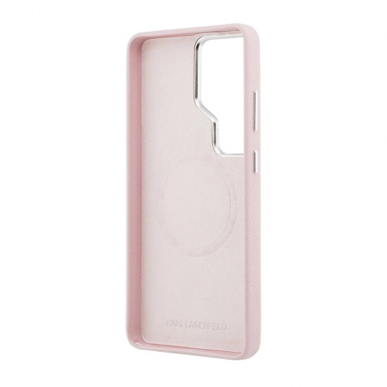 Оригинален кейс Karl Lagerfeld Saffiano KC Metal Logo MagSafe, За Samsung Galaxy S26 Ultra, Розов