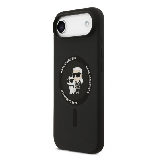 Оригинален кейс Karl Lagerfeld Silicone Double Heads And Circle MagSafe, За iPhone 17 Air (6.9), Черен от Fonax.bg