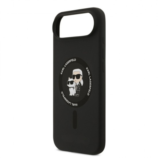 Оригинален кейс Karl Lagerfeld Silicone Double Heads And Circle MagSafe, За iPhone 17 Air (6.9), Черен от Fonax.bg