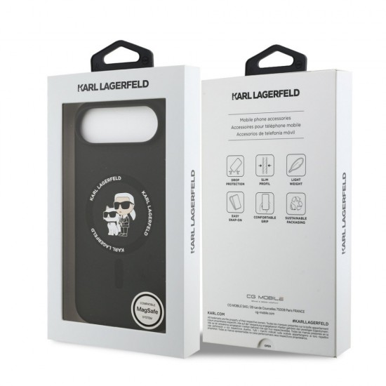 Оригинален кейс Karl Lagerfeld Silicone Double Heads And Circle MagSafe, За iPhone 17 Air (6.9), Черен от Fonax.bg
