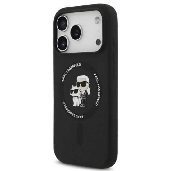Оригинален кейс Karl Lagerfeld Silicone Double Heads And Circle MagSafe, За iPhone 17 Pro Max (6.9), Черен от Fonax.bg