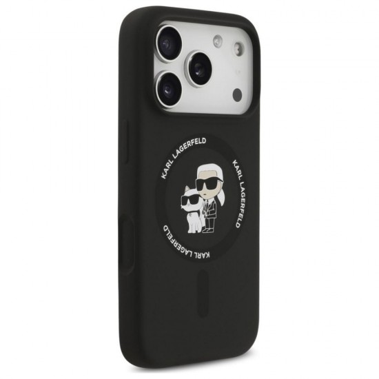 Оригинален кейс Karl Lagerfeld Silicone Double Heads And Circle MagSafe, За iPhone 17 Pro Max (6.9), Черен от Fonax.bg