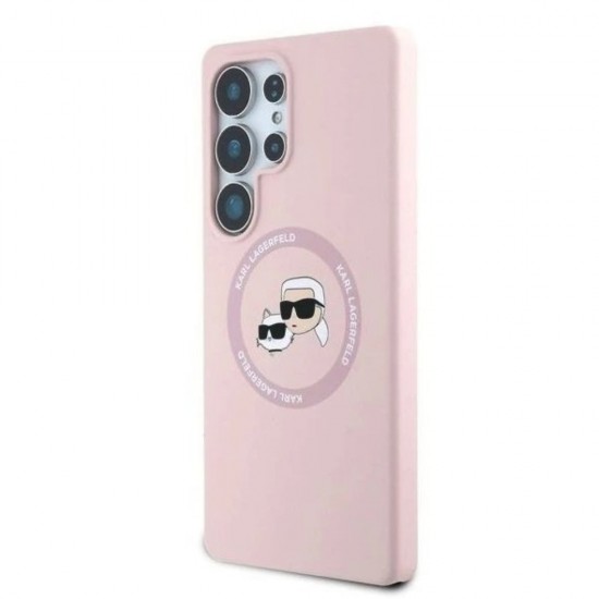Оригинален кейс Karl Lagerfeld Silicone Double Heads And Circle MagSafe, За Samsung Galaxy S25 Ultra, Розов от Fonax.bg