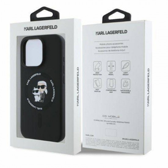 Оригинален кейс Karl Lagerfeld Silicone Karl and Choupette Heads MagSafe, За iPhone 16 Pro (6.3), Черен от Fonax.bg