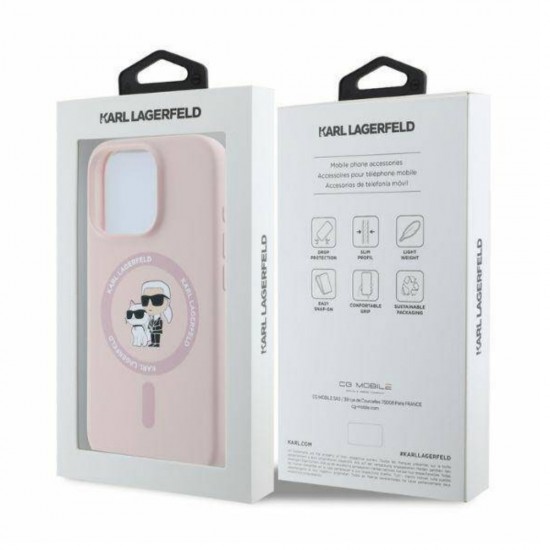 Оригинален кейс Karl Lagerfeld Silicone Karl and Choupette Heads MagSafe, За iPhone 16 Pro Max (6.9), Розов от Fonax.bg