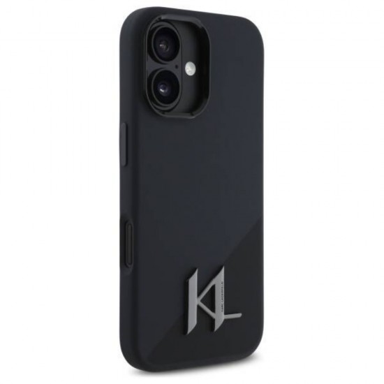 Оригинален кейс Karl Lagerfeld Silicone Shadow Metal Initial MagSafe, За iPhone 16 (6.1), Черен от Fonax.bg