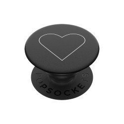 Оригинален попсокет PopSockets® PopGrip White Heart, Черен