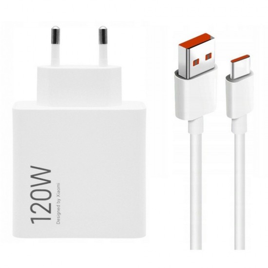 Оригинално Зарядно устройство адаптер Xiaomi, 120W, 6A, 1 x USB-A с USB-C кабел, BHR9462EU, Бял от Fonax.bg