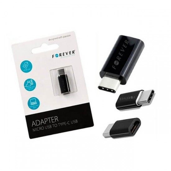 Адаптер Forever, Micro USB към Type C, Черен от Fonax.bg