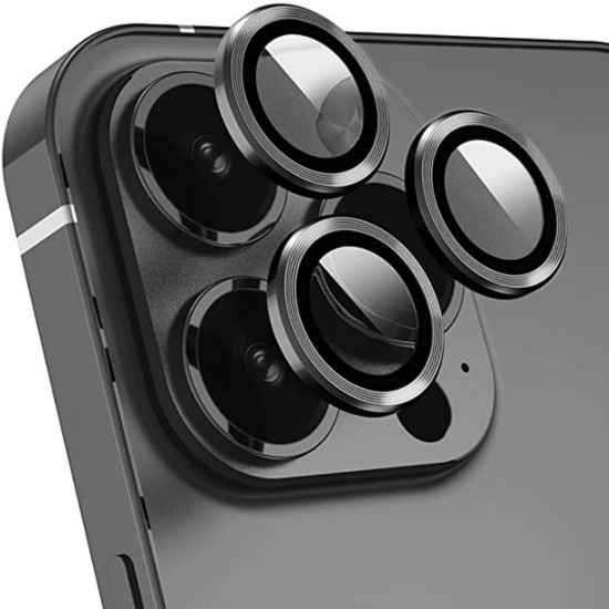 Стъклен протектор с метални рингове за задна камера MBX за Apple iPhone 13 Pro, 13 Pro Max, Черен от Fonax.bg