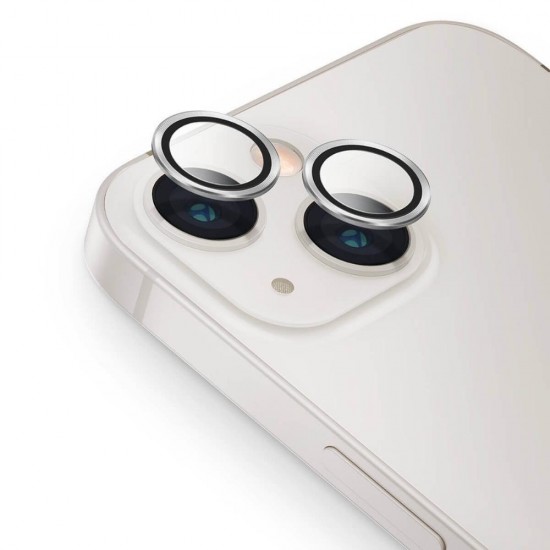Стъклен протектор с метални рингове за задна камера MBX за Apple iPhone 14, 14 Plus, Сребрист от Fonax.bg