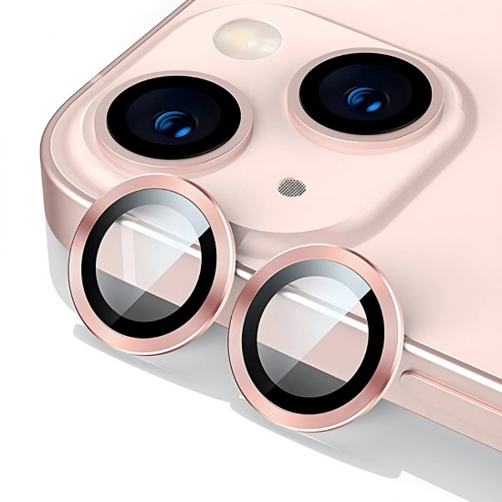 Стъклен протектор с метални рингове за задна камера MBX за Apple iPhone 15, 15 Plus, Розов от Fonax.bg