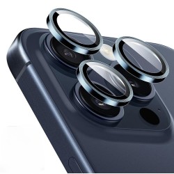 Протектор задна камера метални рингове MBX за iPhone 15 Pro, 15 Pro Max, Тъмносин
