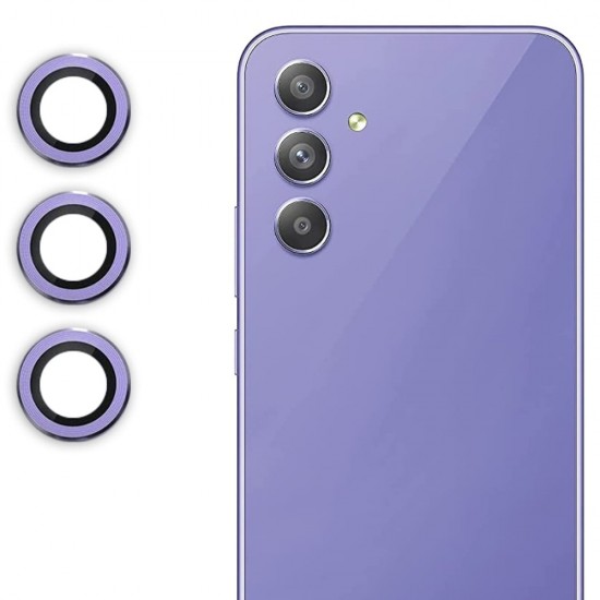 Стъклен протектор с метални рингове за задна камера MBX за Samsung Galaxy A54 5G (A546B), Лилав от Fonax.bg