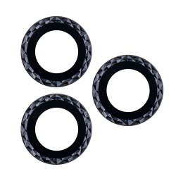 Протектор задна камера метални рингове ромбоидни MBX за iPhone 15, 15 Plus, Черен