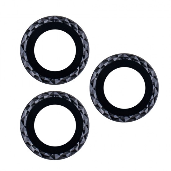 Стъклен протектор с метални рингове ромбоидни за задна камера MBX за Apple iPhone 15, 15 Plus, Черен от Fonax.bg