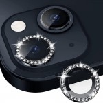 Протектор задна камера метални рингове с камъни MBX за iPhone 13, 13 Mini, Черен