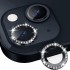 Протектор задна камера метални рингове с камъни MBX за iPhone 13, 13 Mini, Черен