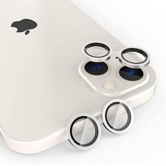 Стъклен протектор с метални рингове и камъни за задна камера MBX за Apple iPhone 13, 13 Mini, Сребрист от Fonax.bg