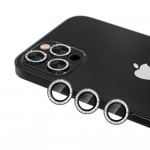 Протектор задна камера метални рингове с камъни MBX за iPhone 13 Pro, 13 Pro Max, Черен