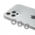 Протектор задна камера метални рингове с камъни MBX за iPhone 13 Pro, 13 Pro Max, Сребрист