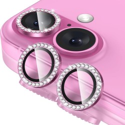 Протектор задна камера метални рингове с камъни MBX за iPhone 17 Pro, 17 Pro Max, Розов