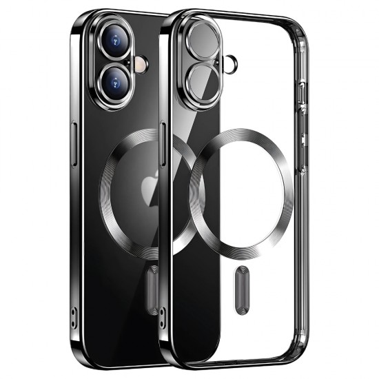 Силиконов кейс bSmart Chrome Magsafe с протектори за камерите, За iPhone 16 (6.1), Черен от Fonax.bg