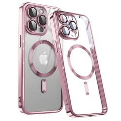 Силиконов кейс bSmart Chrome Magsafe с протектори за камерите, За iPhone 17 Pro / 18 Pro, Розово-златен