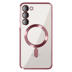 Силиконов кейс bSmart Chrome Magsafe с протектори за камерите, За Samsung Galaxy A37, Розово-златен