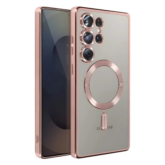 Силиконов кейс bSmart Chrome Magsafe с протектори за камерите, За Samsung Galaxy S25 Ultra, Розово-златен от Fonax.bg