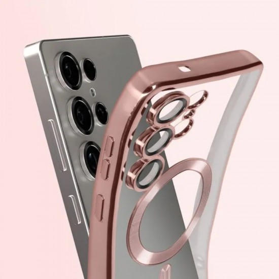 Силиконов кейс bSmart Chrome Magsafe с протектори за камерите, За Samsung Galaxy S25 Ultra, Розово-златен от Fonax.bg
