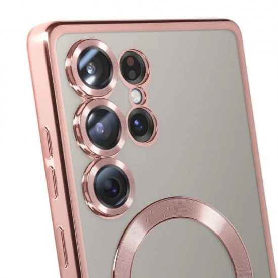 Силиконов кейс bSmart Chrome Magsafe с протектори за камерите, За Samsung Galaxy S25 Ultra, Розово-златен от Fonax.bg