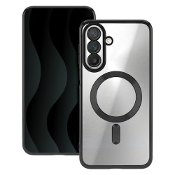Силиконов кейс bSmart Chrome Magsafe с протектори за камерите, За Samsung Galaxy S26 FE, Черен