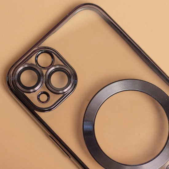 Силиконов кейс bSmart Chrome Magsafe с протектори за камерите, За Samsung Galaxy S26 FE, Черен