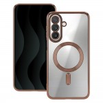 Силиконов кейс bSmart Chrome Magsafe с протектори за камерите, за Samsung Galaxy S26 FE, розово-златен