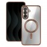 Силиконов кейс bSmart Chrome Magsafe с протектори за камерите, за Samsung Galaxy S26 FE, розово-златен