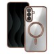 Силиконов кейс bSmart Chrome Magsafe с протектори за камерите, за Samsung Galaxy S26 FE, розово-златен