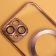 Силиконов кейс bSmart Chrome Magsafe с протектори за камерите, за Samsung Galaxy S26 FE, розово-златен