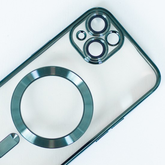 Силиконов кейс bSmart Chrome Magsafe с протектори за камерите, за Samsung Galaxy S26 FE, зелен