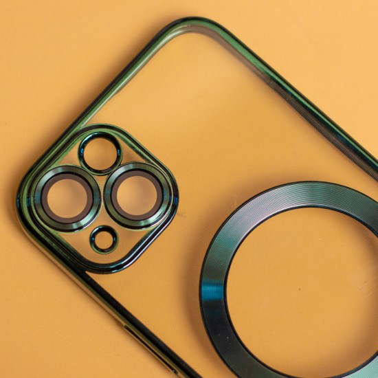 Силиконов кейс bSmart Chrome Magsafe с протектори за камерите, за Samsung Galaxy S26 FE, зелен
