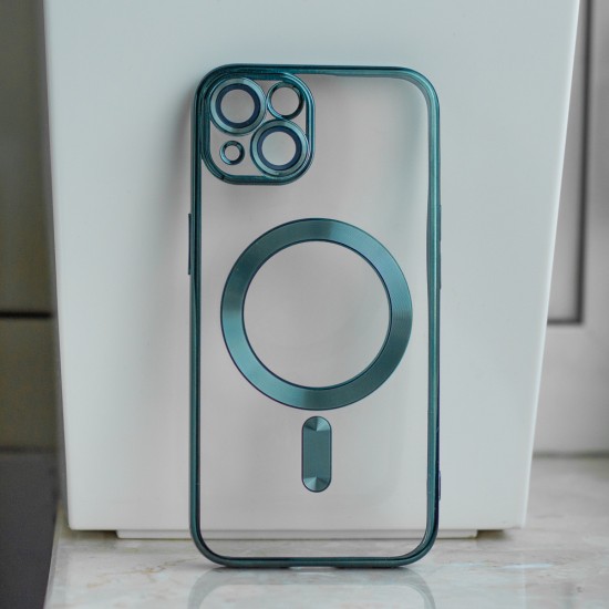 Силиконов кейс bSmart Chrome Magsafe с протектори за камерите, за Samsung Galaxy S26 FE, зелен