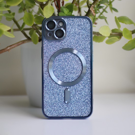 Силиконов кейс bSmart Glitter Chrome Magsafe с протектори за камерите, За iPhone 14 Pro Max (6.7), Син от Fonax.bg