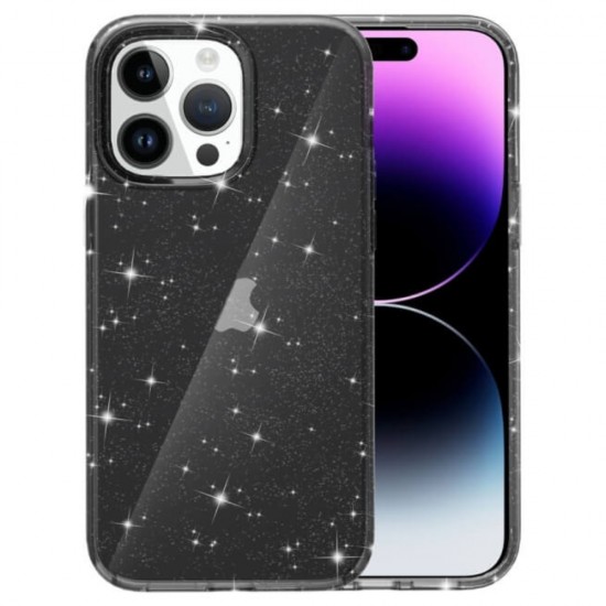Силиконов кейс Shine 2 mm брокатен, За iPhone 16 Pro (6.3), Черен от Fonax.bg