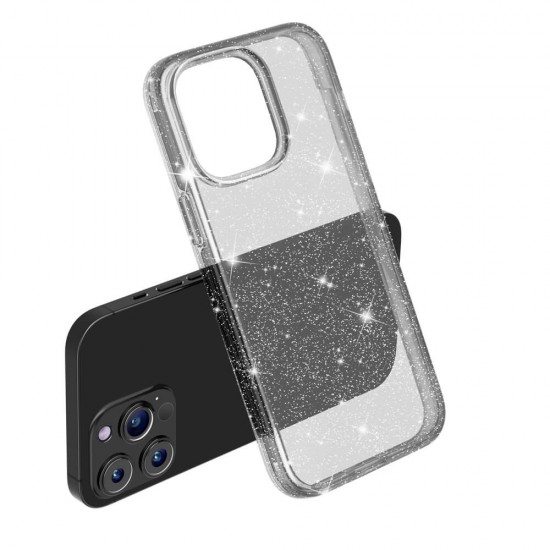 Силиконов кейс Shine 2 mm брокатен, За iPhone 16 Pro (6.3), Черен от Fonax.bg
