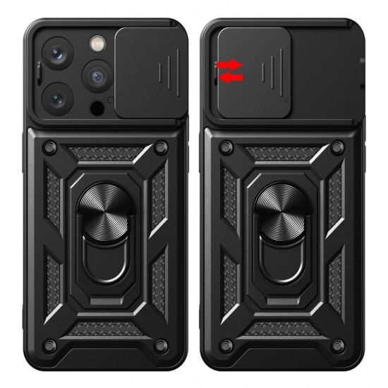 Силиконов твърд кейс bSmart Defender Slide, За Honor 600 Pro, Черен