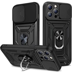 Силиконов твърд кейс bSmart Defender Slide, За iPhone 14 Pro Max (6.7), Черен