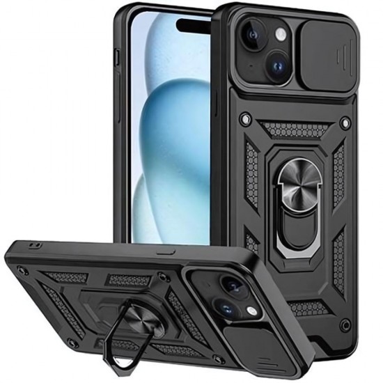 Силиконов твърд кейс bSmart Defender Slide, За iPhone 15 Plus (6.7), Черен от Fonax.bg